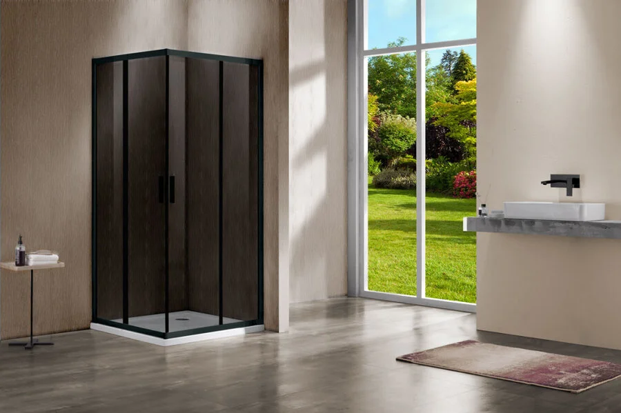 Душевой уголок Vincea Garda 120х90 см профиль черный, стекло тонированное VSS-1G9012CGB (детальная фотография), 120х90