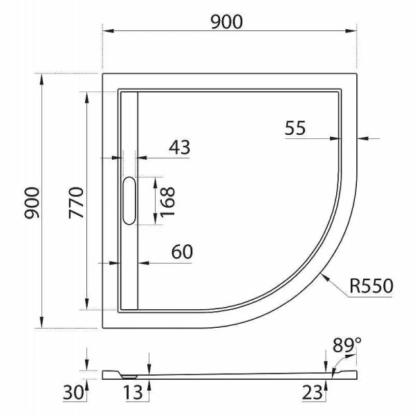 Душевой поддон Cezares Tray 90х90 см белый TRAY-AS-R-90-30-W (детальная фотография), низкие до 15 см