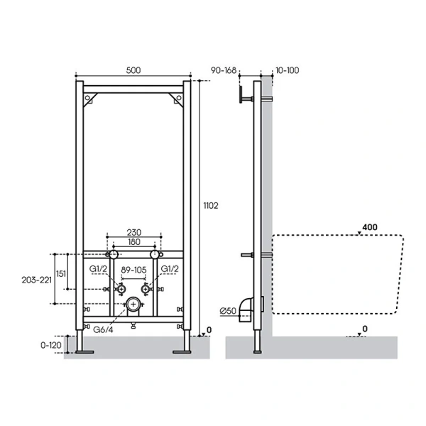 Инсталляция для биде Aqueduto TECNICA стальная TEC02 (детальная фотография), для биде