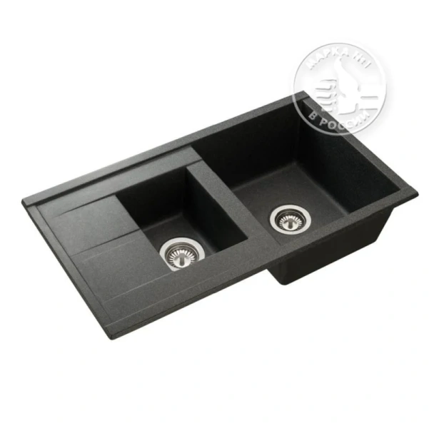 Мойка для кухни Акватон Делия 87 см графит 1A716232DE210 (детальная фотография), врезные
