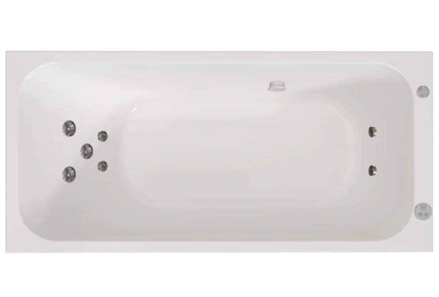 Гидромассажная ванна Радомир Прованс 1-80-2-0-0-187, 170 x 90 см, рама-подставка, фронтальный экран, слив-перелив автомат, гидромассаж Релакс хром КУ 100, датчик уровня воды, массаж спины и ступней, белая (детальная фотография), современныe, hi-tech