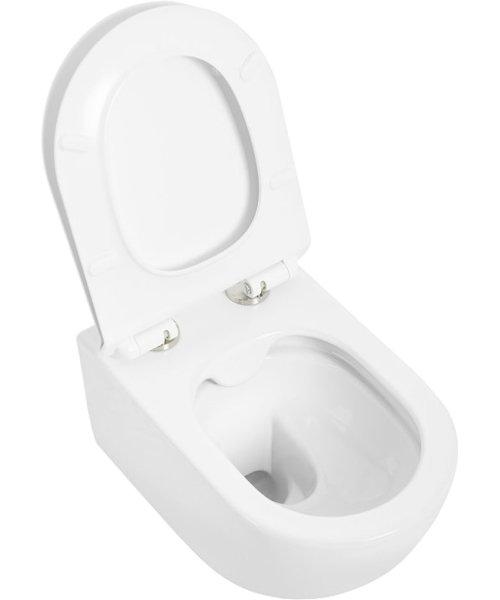 Унитаз подвесной Cezares Molveno белый CZR-2468-TH-R (детальная фотография), недорогие, безободковые, с антивсплеском