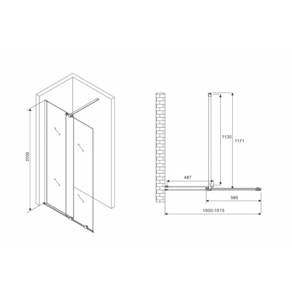 Душевая дверь Abber Komfort 100 см стекло прозрачное AG09100B (детальная фотография), современные, hi-tech