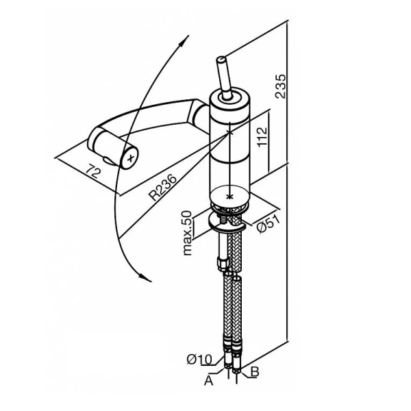 Смеситель для кухни Damixa Arc с поворотным изливом хром 290007464 (детальная фотография), для кухни