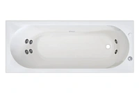 Гидромассажная ванна Радомир Вальс 1-79-2-0-0-337, 170 х 75 см, рама-подставка, фронтальная панель, слив-перелив, гидромассаж Стандарт хром пневмокнопка, массаж спины и ступней, белая