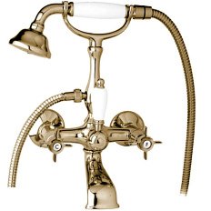 Смеситель для ванны Cezares Golf бронза ручки белые