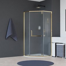 Душевой уголок RGW Hotel HO-084Gb 100x100 см профиль золото, стекло матовое