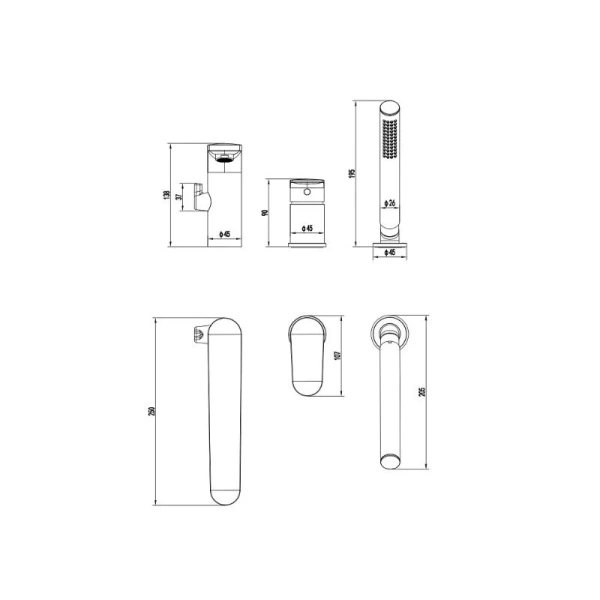 Смеситель для ванны Акватек Ника хром AQ1848CR (детальная фотография), для ванны