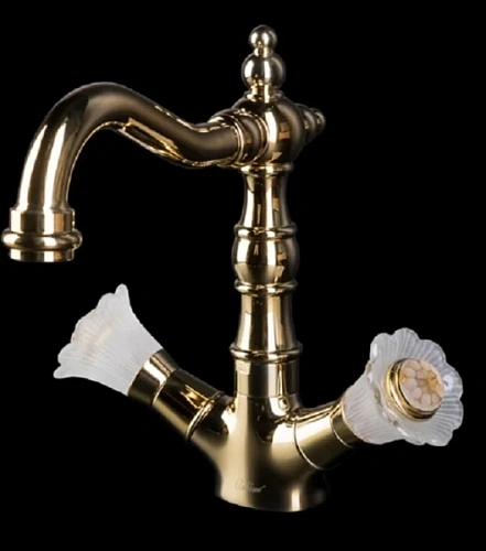 Смеситель для раковины Boheme Camelia золото - фото 3