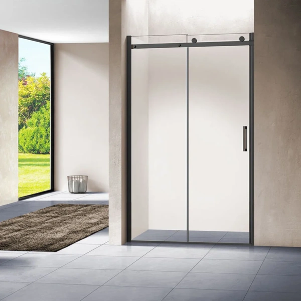 Душевая дверь в нишу Vincea Como 120 см профиль черный, стекло прозрачное VPS-1C120CLB (детальная фотография)