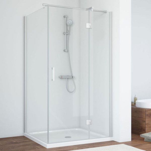 Душевой уголок профиль матовый хром стекло прозрачное Vegas-glass AFP-Fis NOVO 100*80 07 01 R (детальная фотография)