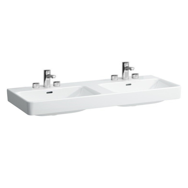 Раковина двойная Laufen Pro S 130 см с 3 отверстиями под смеситель 8.1496.8.000.108.1 (детальная фотография)