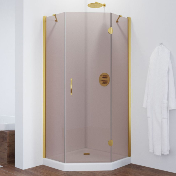 Душевой уголок профиль золотой стекло бронза Vegas-glass AFA-Pen TUR NOVO 90 09 05 R (детальная фотография)