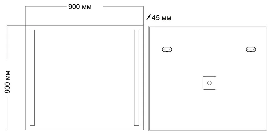 Зеркало с подсветкой Grossman Norma 90 см прямоугольное 109080 (детальная фотография), по запросу