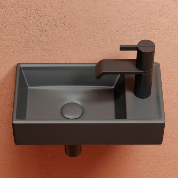 Раковина Ceramica Nova Element 40 см чаша слева темный антрацит матовый CN6051LMDH (детальная фотография), подвесные, пристенные