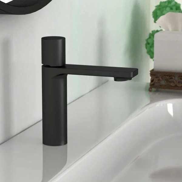 Смеситель для раковины Vincea Vogue чёрный VBF-4V3MB (детальная фотография), современные, hi-tech