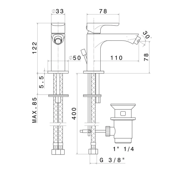 Смеситель для биде Kerama Marazzi Ole золотой атласный 69425KM.M0.071 (детальная фотография), для биде