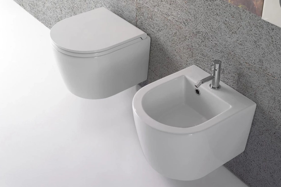 Унитаз подвесной Globo Forty3 FOS04 (детальная фотография), без бачка, со скрытым бачком