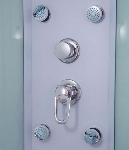 Душевая кабина Timo Eco 90х90 см рифленое стекло TE-0790 (детальная фотография), угловые, недорогие, для дачи, с гидромассажем, c тропическим душем, с вентиляцией, с крышей, с сиденьем, с радио