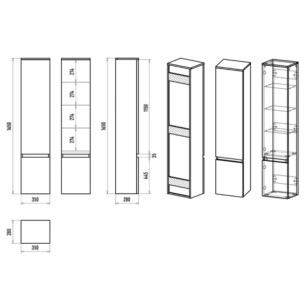 Шкаф-пенал Brevita Victory 35 см белый, левый VIC-05035-010L (детальная фотография), недорого