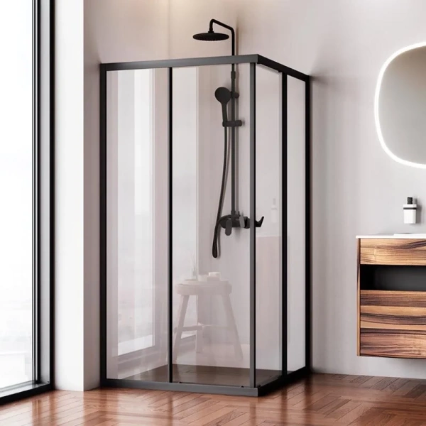 Душевой уголок Am.Pm Sunny 100x100 см черный матовый W87G-403-100100-BT (детальная фотография), современные, hi-tech