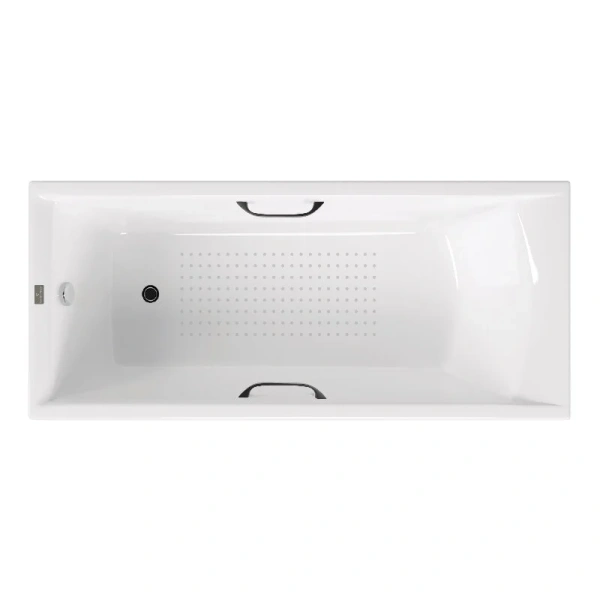 Чугунная ванна Vinsent Veron Devon VDV1807045H/VH0012BL-AS, 180 x 70 см, с антискользящим покрытием, ручки черные матовые, цвет белый (детальная фотография)