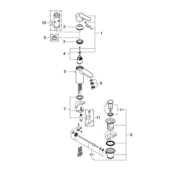 Смеситель для раковины, хром, Grohe Eurostyle Cosmopolitan 33552002 (детальная фотография), современные, hi-tech