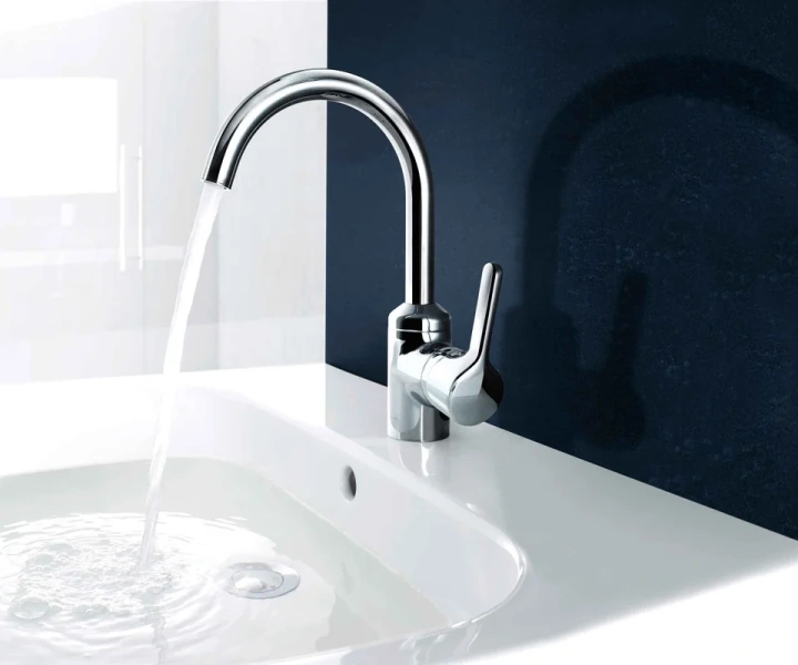 Смеситель для раковины Kludi Bingo Star хром 420230578 (детальная фотография), округлая форма, с донным клапаном