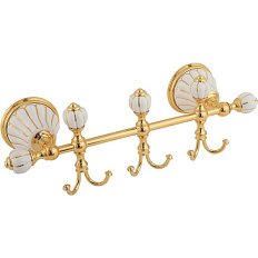 Крючок для ванной Migliore Olivia керамика с золотым декором, золото