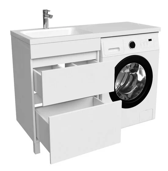Тумба с раковиной напольная IDDIS Optima Home OPH12 120 см с ящиками (детальная фотография), моноблок