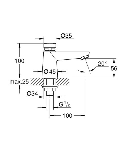 Вентиль с изливом автоматический Grohe Euroeco Cosmopolitan 36265000 (детальная фотография), нет в наличии
