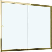 Душевая шторка на ванную профиль золотой стекло прозрачное Vegas-glass