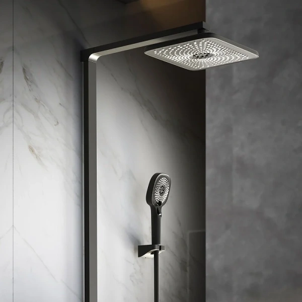 Душевая стойка Vincea Inspire черная VSFS-3I13TMB (детальная фотография), с тропическим душем