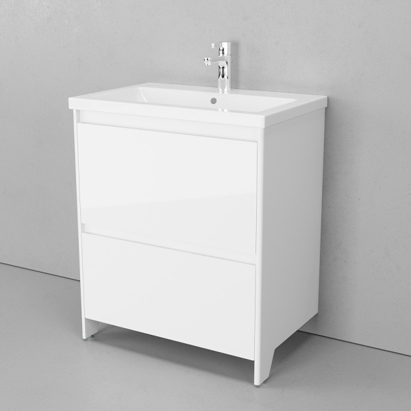 Тумба под раковину напольная Velvex Klaufs 70 см белая глянцевая tnKLA.70.2Y-616.216 (детальная фотография), современная, hi-tech