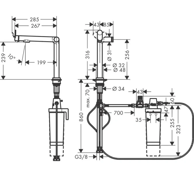 Смеситель для кухни Hansgrohe Aqittura хром 76804000 (детальная фотография), для кухни