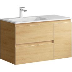 Тумба под раковину подвесная Aqwella Accent 90 см левая дуб золотой