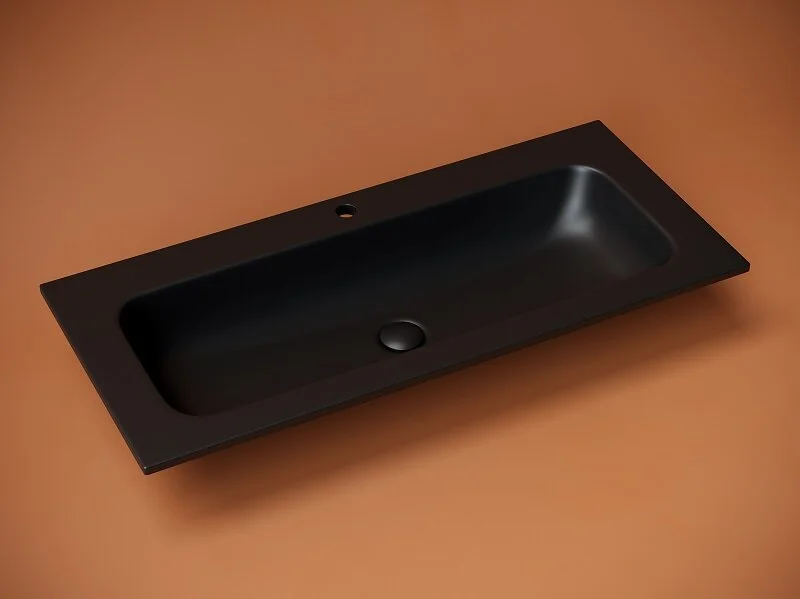 Раковина Ceramica Nova Grace 101 см черная с отверстием под смеситель CN7013MB (детальная фотография), встраиваемые (в столешницу)