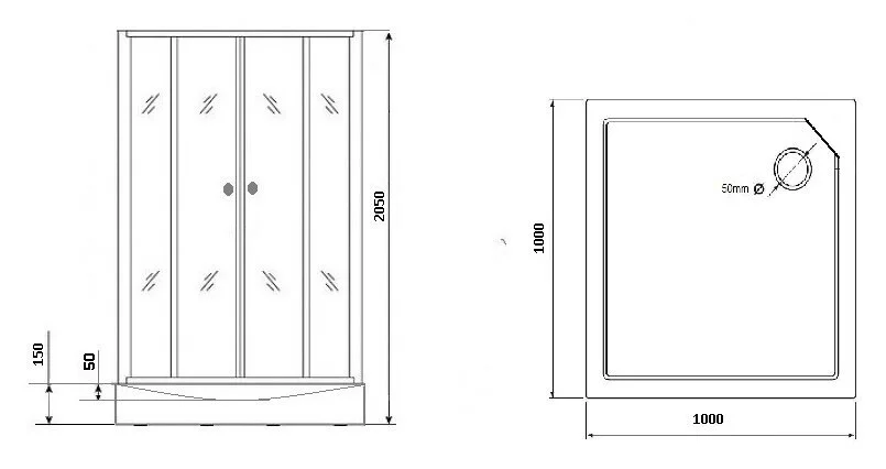 Душевая кабина Grossman Classic 100x100 см правая GR270QR (детальная фотография), квадратные