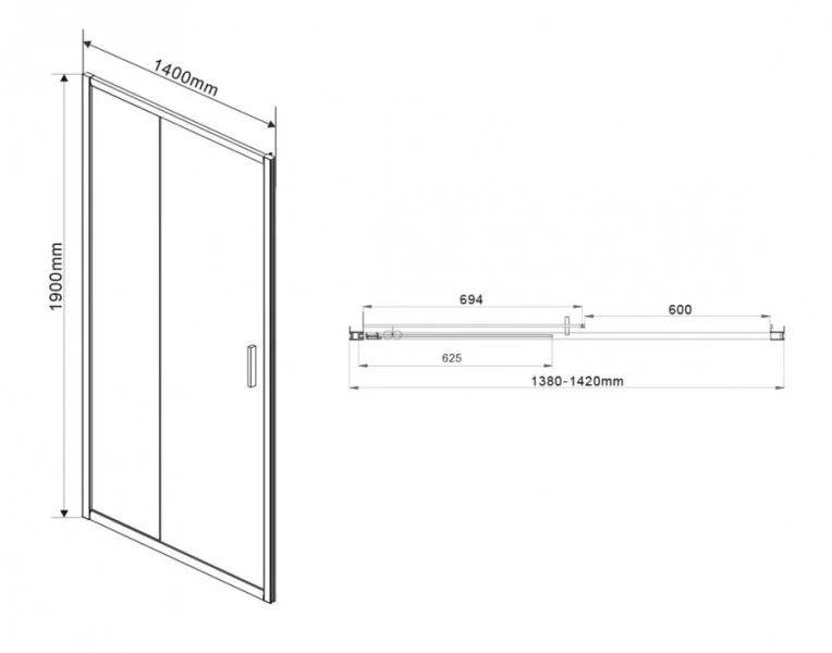 Душевая дверь в нишу Vincea Garda 140 см профиль черный, стекло прозрачное VDS-1G140CLB (детальная фотография), современные, hi-tech