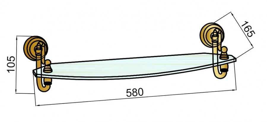 Полочка для ванной Boheme Brillante хром 10436 (детальная фотография), классические, ретро, с кристаллами swarovski