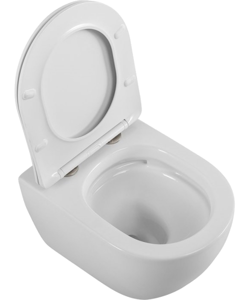Унитаз подвесной Cezares Stylus-Tor безободковый CZR-6601-TH-TOR/SC (детальная фотография), недорогие, безободковые, сиденье с микролифтом , с антивсплеском