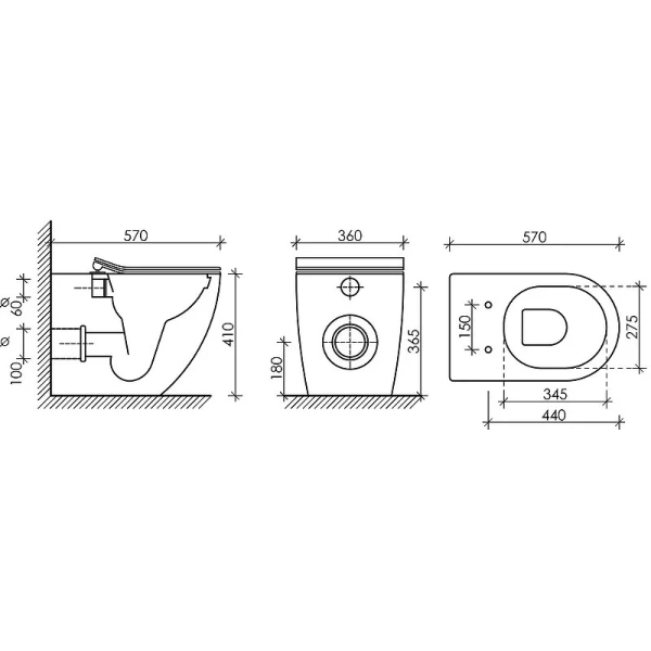 Унитаз напольный Ceramica Nova Metropol черный матовый CN4004MB (детальная фотография), приставные, встраиваемые