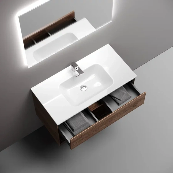 Тумба под раковину подвесная Sancos Marmi 1.0 90 см дуб чарльстон MR1.090ECH (детальная фотография), 90 см