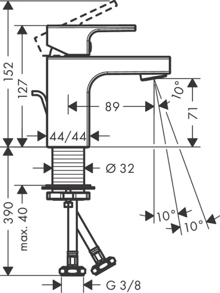 Смеситель для раковины Hansgrohe Vernis Shape хром 71560000 (детальная фотография), для раковины