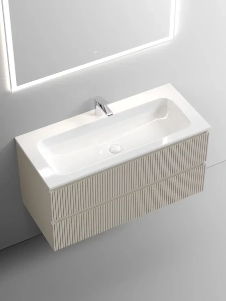 Тумба под раковину подвесная Sancos Snob T 100 см beige soft SNT100CE (детальная фотография), комплект (набор)