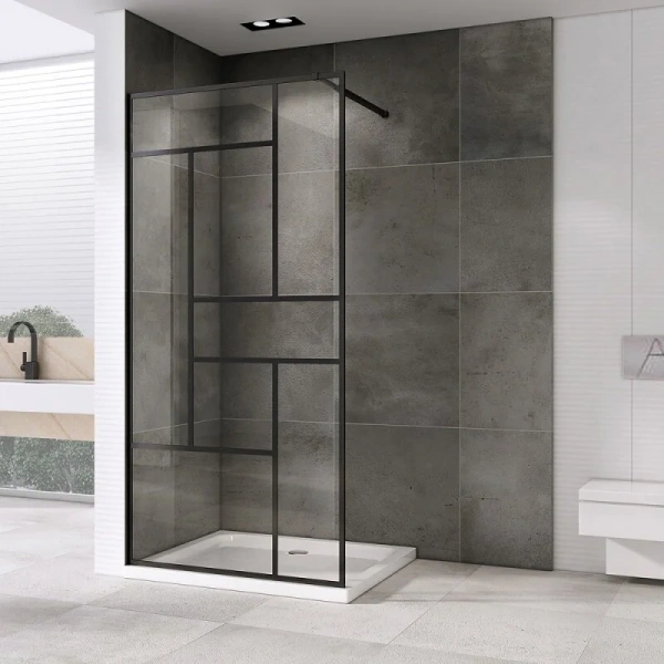 Душевая перегородка Abber Immer Offen 100 см профиль черный AG63100B (детальная фотография), черные