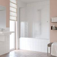 Душевая шторка на ванную профиль матовый хром стекло шиншилла Vegas-glass