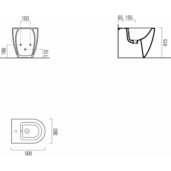 Биде напольное GSI Pura 8869 (детальная фотография), современные, hi-tech