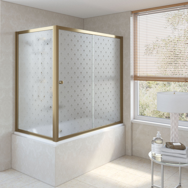 Душевая шторка на ванную стекло флёр-де-лис Vegas-glass ZV+ZVF 170х85 R05 L (детальная фотография), по запросу