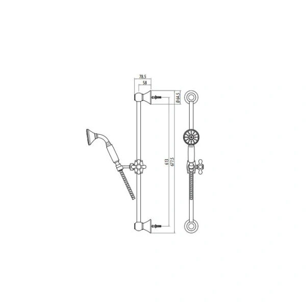 Душевой гарнитур Gattoni Programma Doccia бронза 1039/PDV0 (детальная фотография), душевые гарнитуры